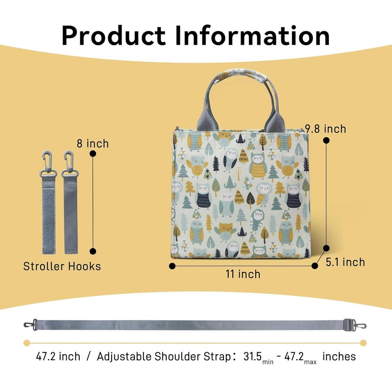 PHEBEN Store Small Diaper Bag Tote Waterproof Travel Mini Diaper Bag Multi-Function Baby Handbag Crossbody Purse(owl) - Image 3