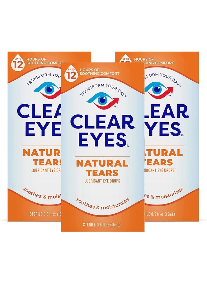 Clear Eyes Clear Eyes Natural Tears Lubricant Eye Drops Fl Pack Of 0.5 Ounce - Pack of 3  - Image 1