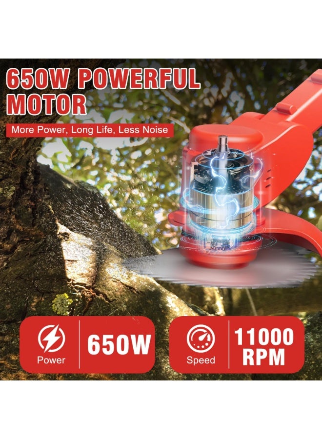 Arabest Grass Cutter lawn mower Weed Eater Battery Powered,21v Trimmer Edger Lawn Tool,3-in-1 Grass Trimmer/Wheel Edger,4.0 Ah Battery,for Garden,Yard Trimming,Lawn Cutting(Red) - Image 3