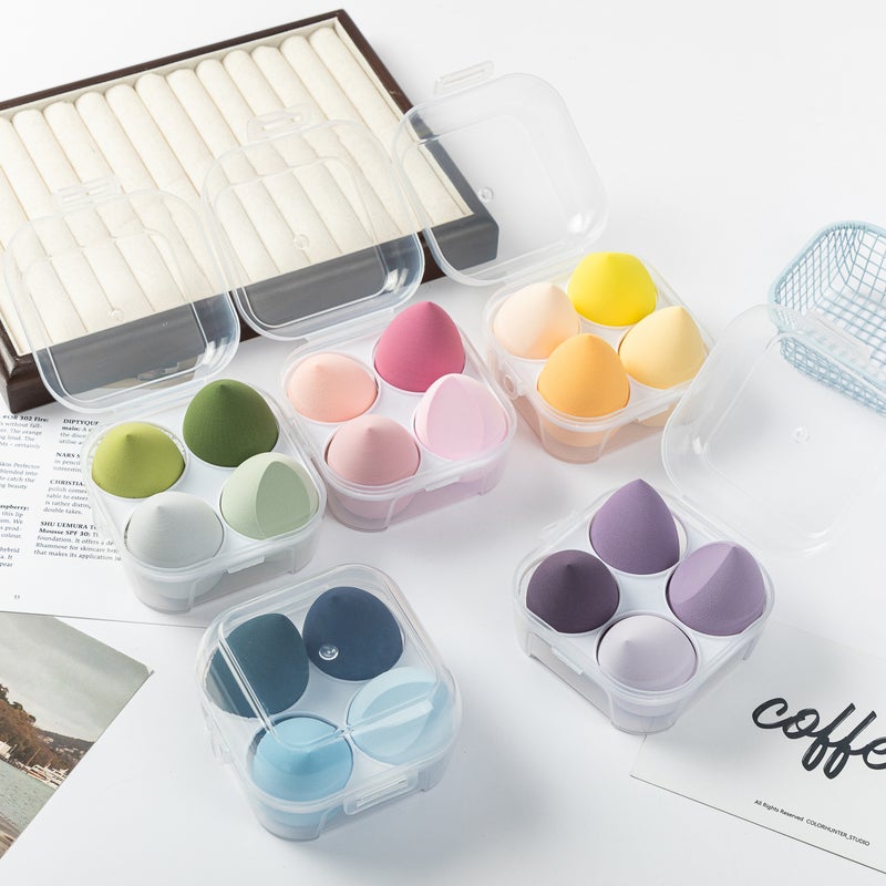 Generic 4-Pack Makeup Sponge Set with Storage Case 4 old box (with box 200 boxes a box) 