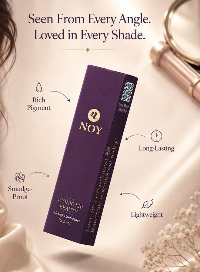 NOY Red Matte Finish Lipstick Long-Lasting Intence Pigment Liquid Lipstick Pack of 2 - Image 1