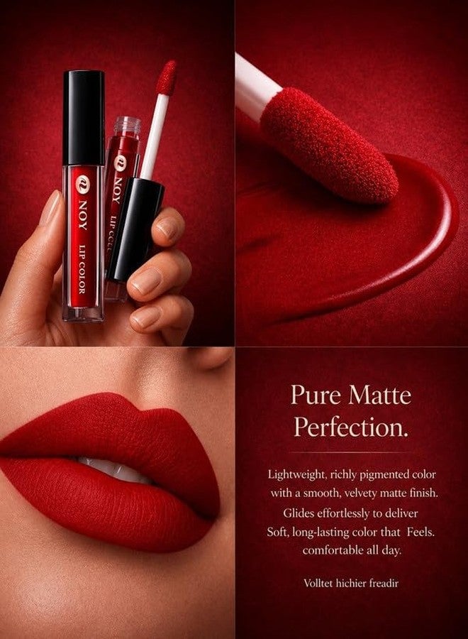 NOY Red Matte Finish Lipstick Long-Lasting Intence Pigment Liquid Lipstick Pack of 2 - Image 4