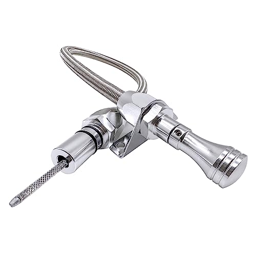 HAHAHA TH350 TH400 Turbo350 Firewall Mounted Flex Transmission Dipstick TH350/TH400 Stainless Braided Hose Compatible with GM/Chevy TH350/TH400 (Silver) - Image 1