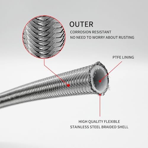 HAHAHA TH350 TH400 Turbo350 Firewall Mounted Flex Transmission Dipstick TH350/TH400 Stainless Braided Hose Compatible with GM/Chevy TH350/TH400 (Silver) - Image 4