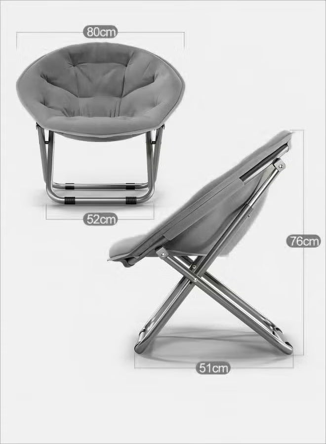Generic bouclé fabric chair,Home leisure adjustable folding lounge chair,Ergonomic Recliner Chair,Folding Reclining Chair Lazy Couch Portable Lounge Chair Widened Seat Design Balcony Bedroom Chair Leisure Chair For Meditation Reading Tv Watching Gaming (Grey)  - Image 2