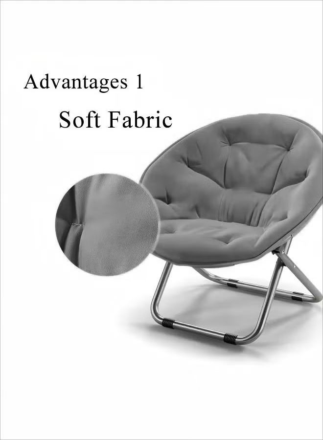 Generic bouclé fabric chair,Home leisure adjustable folding lounge chair,Ergonomic Recliner Chair,Folding Reclining Chair Lazy Couch Portable Lounge Chair Widened Seat Design Balcony Bedroom Chair Leisure Chair For Meditation Reading Tv Watching Gaming (Grey)  - Image 3