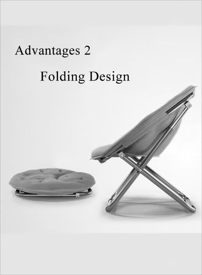 Generic bouclé fabric chair,Home leisure adjustable folding lounge chair,Ergonomic Recliner Chair,Folding Reclining Chair Lazy Couch Portable Lounge Chair Widened Seat Design Balcony Bedroom Chair Leisure Chair For Meditation Reading Tv Watching Gaming (Grey)  - Image 4