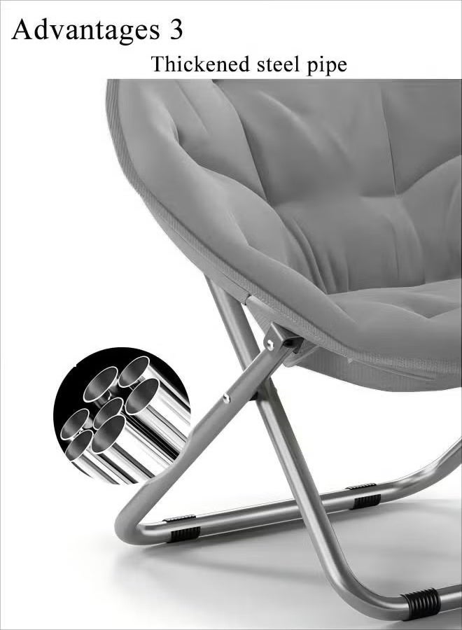 Generic bouclé fabric chair,Home leisure adjustable folding lounge chair,Ergonomic Recliner Chair,Folding Reclining Chair Lazy Couch Portable Lounge Chair Widened Seat Design Balcony Bedroom Chair Leisure Chair For Meditation Reading Tv Watching Gaming (Grey)  - Image 5