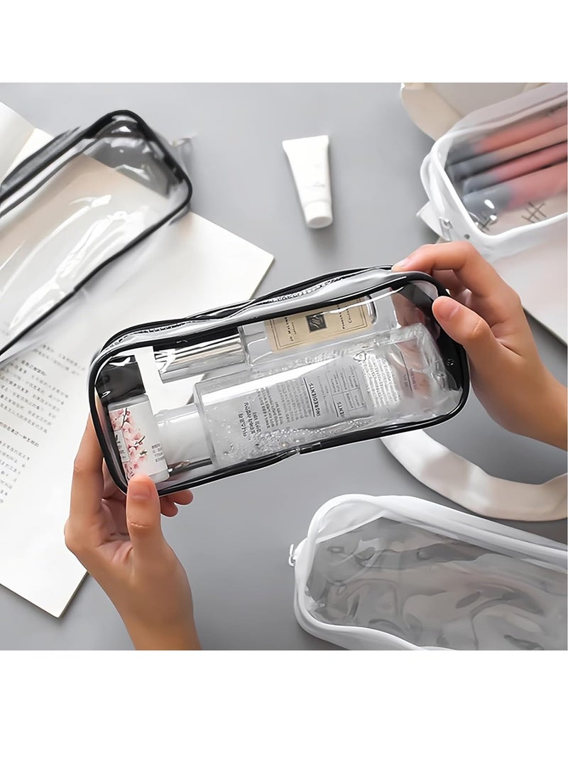 RATSAW 2 Pcs Pencil Case Clear Pencil Bag PVC Pencil Holder Bag with Zipper Transparent Stationery Cases Transparent Stationery Cases  - Image 4