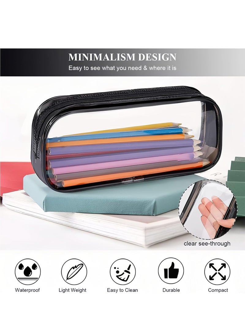RATSAW 2 Pcs Pencil Case Clear Pencil Bag PVC Pencil Holder Bag with Zipper Transparent Stationery Cases Transparent Stationery Cases  - Image 5