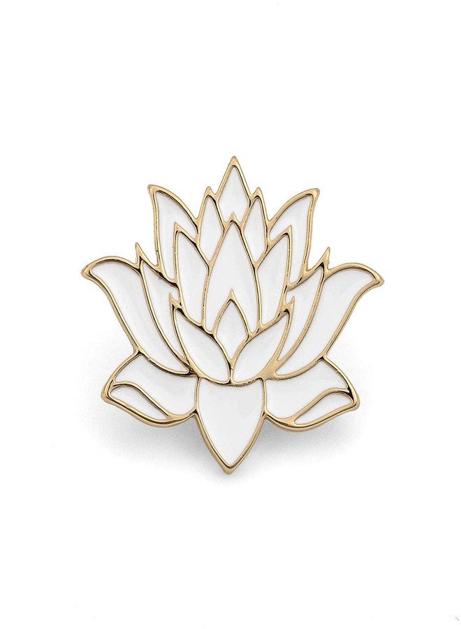 SENFAI 10K Gold Color Cute White Enamel Lotus Pin and Brooch(Rose Gold) - Image 3