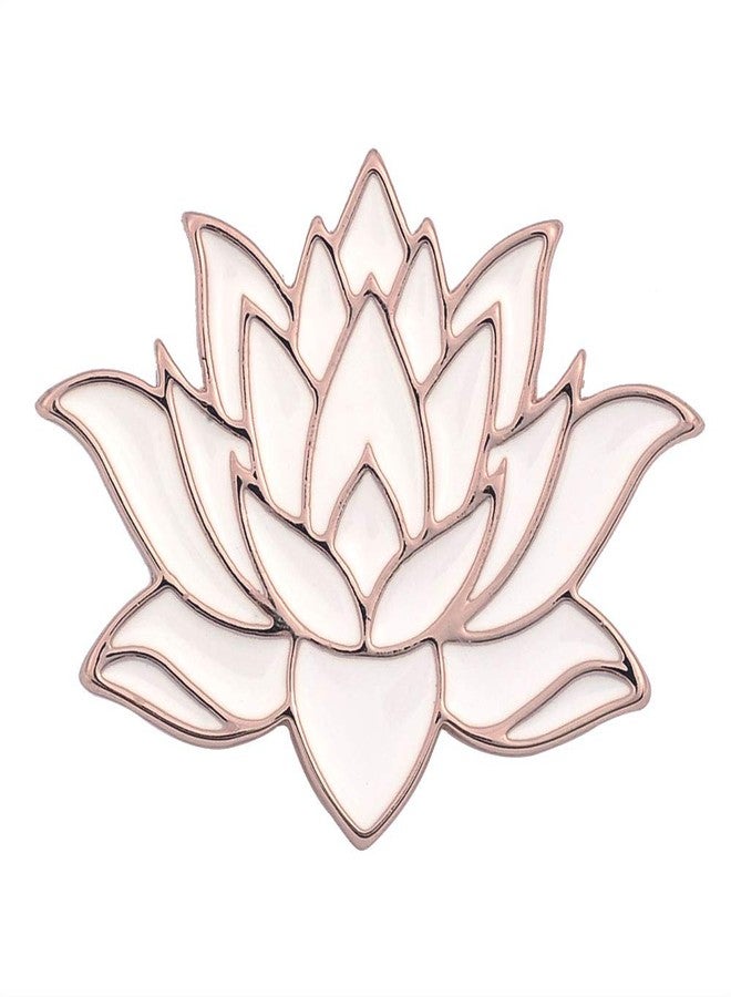 SENFAI 10K Gold Color Cute White Enamel Lotus Pin and Brooch(Rose Gold) - Image 2