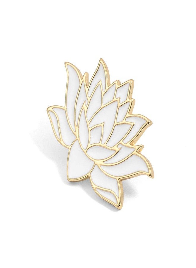 SENFAI 10K Gold Color Cute White Enamel Lotus Pin and Brooch(Rose Gold) - Image 4