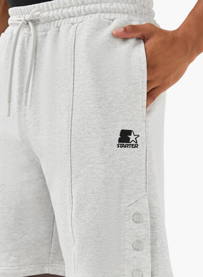 Starter Button Detail Shorts with Drawstring Closure and Pockets - Image 4