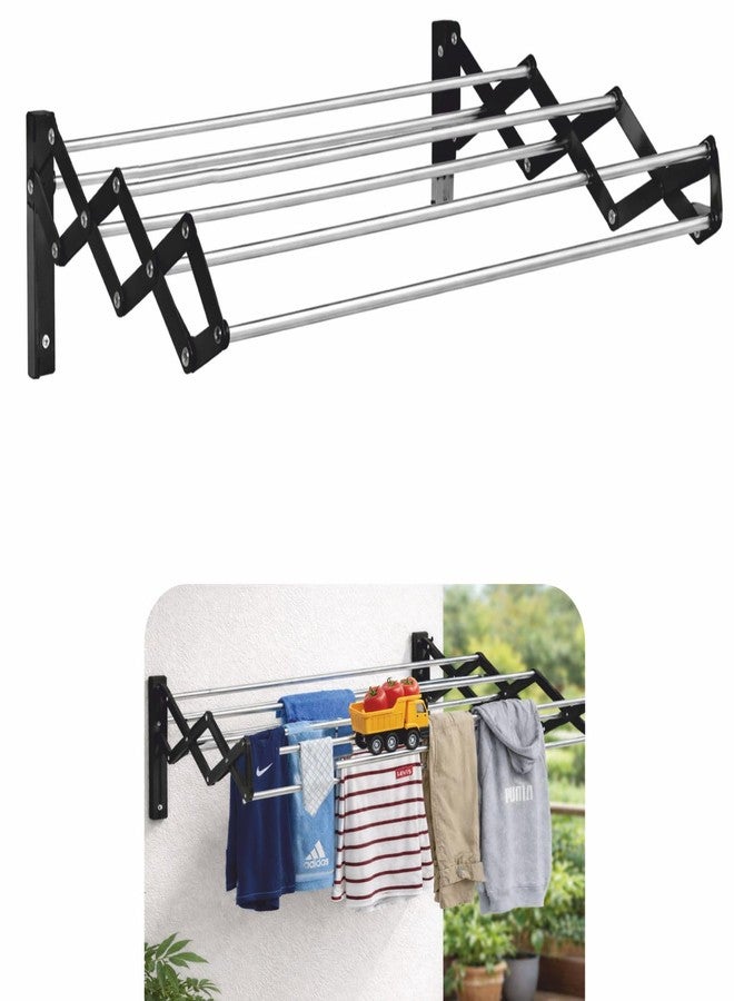 Boniry Clothes Stand for Drying Hanger Multi Rod Heavy Duty Rust-Free Stainless Steel Foldable Cloth Drying Stand for Balcony, Dress Cloth Stand for Drying Clothes Foldable, Hangers - Black - Image 1