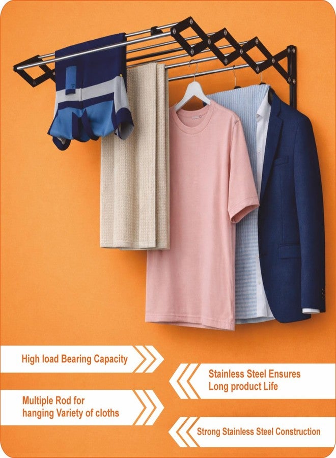 Boniry Clothes Stand for Drying Hanger Multi Rod Heavy Duty Rust-Free Stainless Steel Foldable Cloth Drying Stand for Balcony, Dress Cloth Stand for Drying Clothes Foldable, Hangers - Black - Image 5