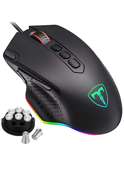 T-DAGGER Gaming Mice RGB Gaming Mouse Wired Mouse Gaming with Weight Tuning Set in the Mouse with 8000 DPI, Fire & Sniper Button, 10 Programmable Buttons