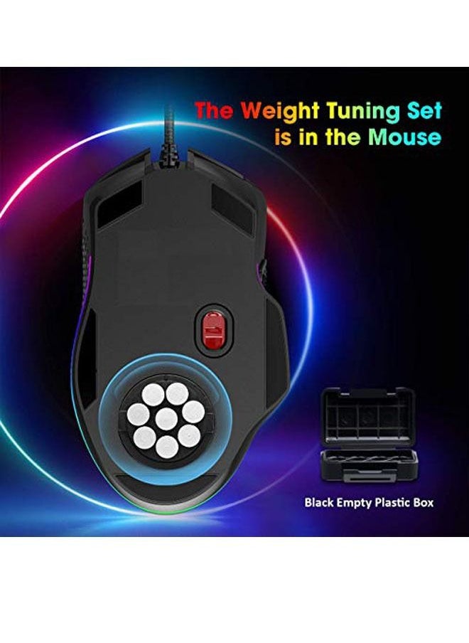 T-DAGGER Gaming Mice RGB Gaming Mouse Wired Mouse Gaming with Weight Tuning Set in the Mouse with 8000 DPI, Fire & Sniper Button, 10 Programmable Buttons