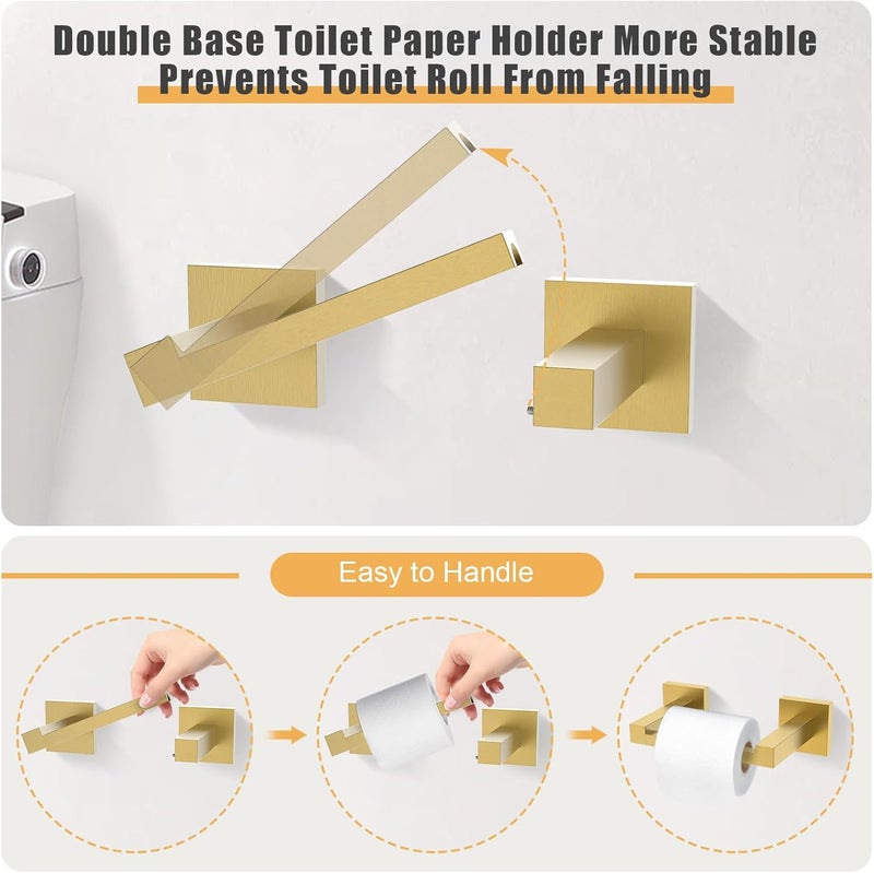 TURS 10-Piece Bathroom Hardware Accessories Set Brushed Gold Towel Bar Holder Set SUS304 Stainless Steel Towel Racks for Bathroom Wall Mounted, 23.6-Inch - Image 3