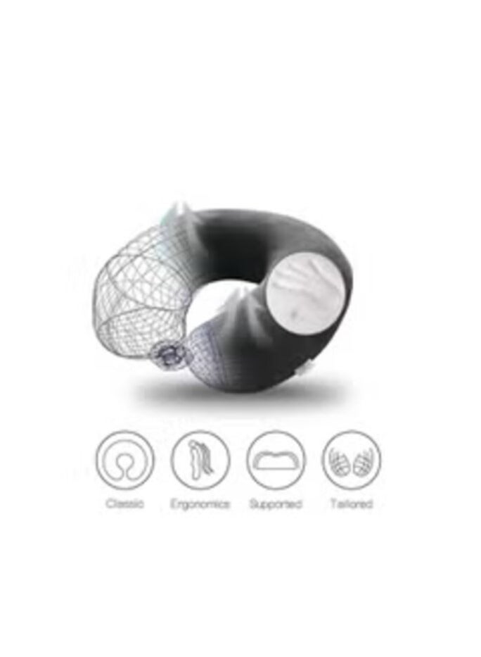 House One Velvet Neck and Travel Pillow 30x25x10 cm - Dark Gray  - Image 2