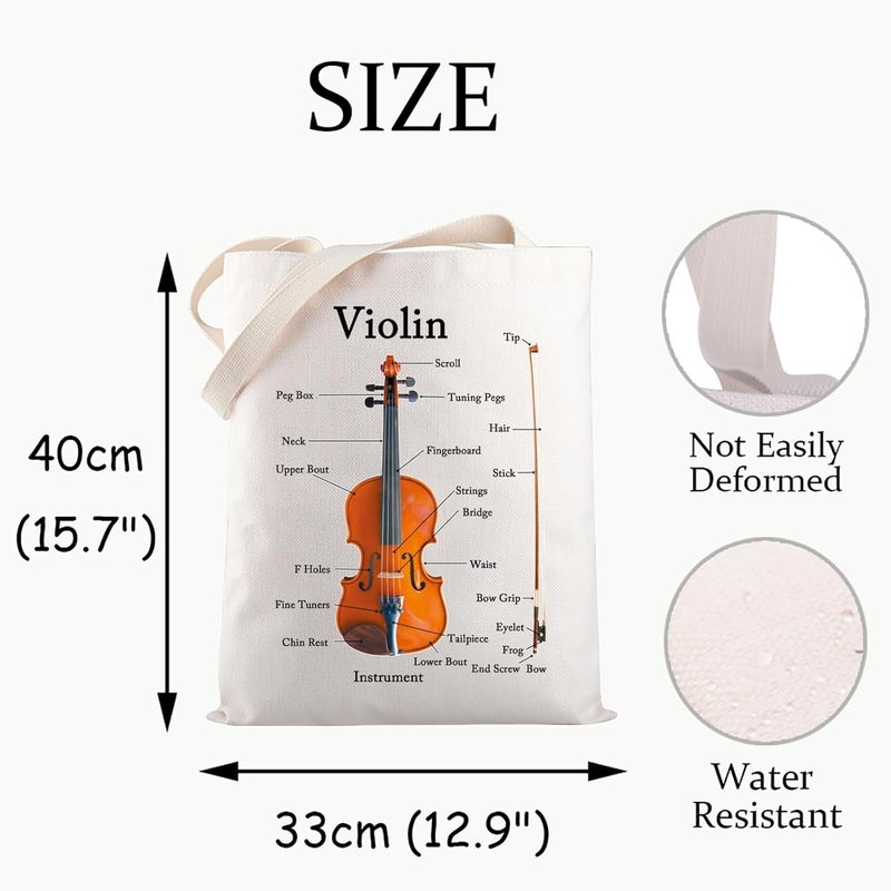 JXGZSO JXGZSO Violin Instrument Anatomy Tote Bag  Violin Lover  Player Gift  - Image 2