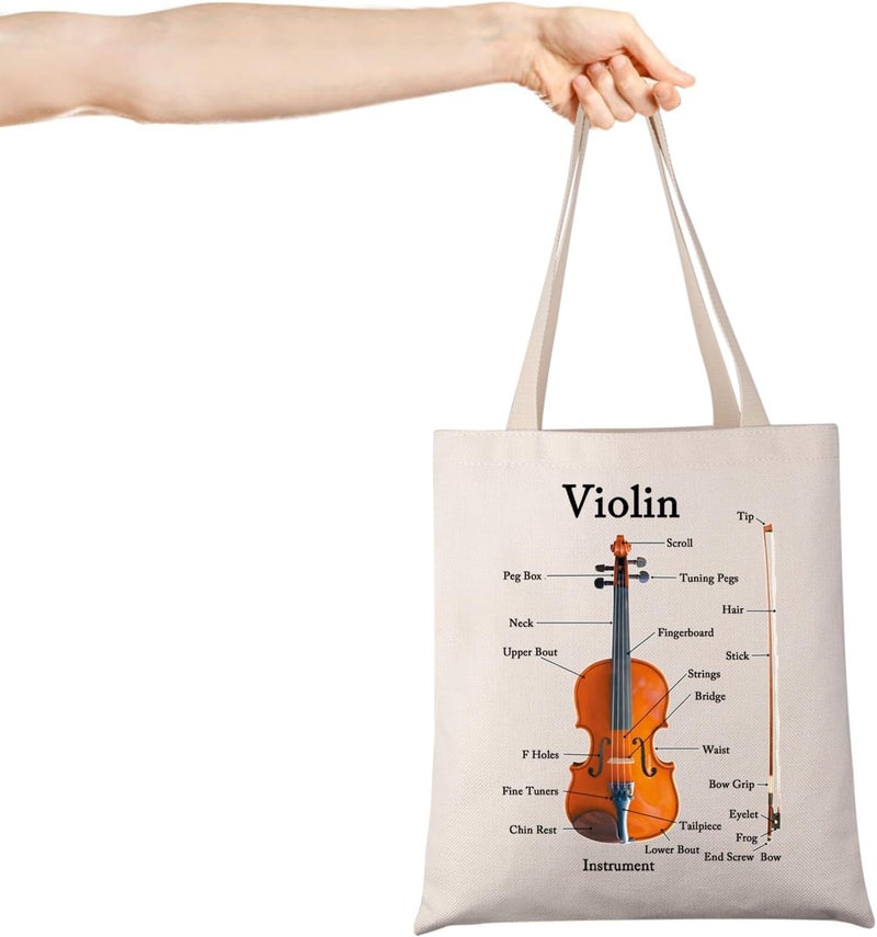 JXGZSO JXGZSO Violin Instrument Anatomy Tote Bag  Violin Lover  Player Gift  - Image 3