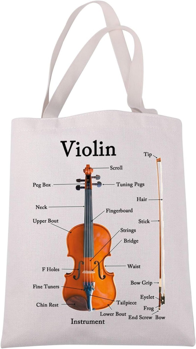 JXGZSO JXGZSO Violin Instrument Anatomy Tote Bag  Violin Lover  Player Gift  - Image 1