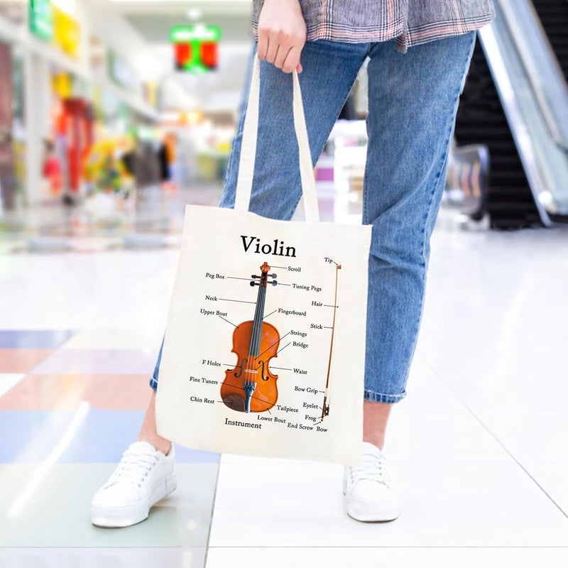 JXGZSO JXGZSO Violin Instrument Anatomy Tote Bag  Violin Lover  Player Gift  - Image 5