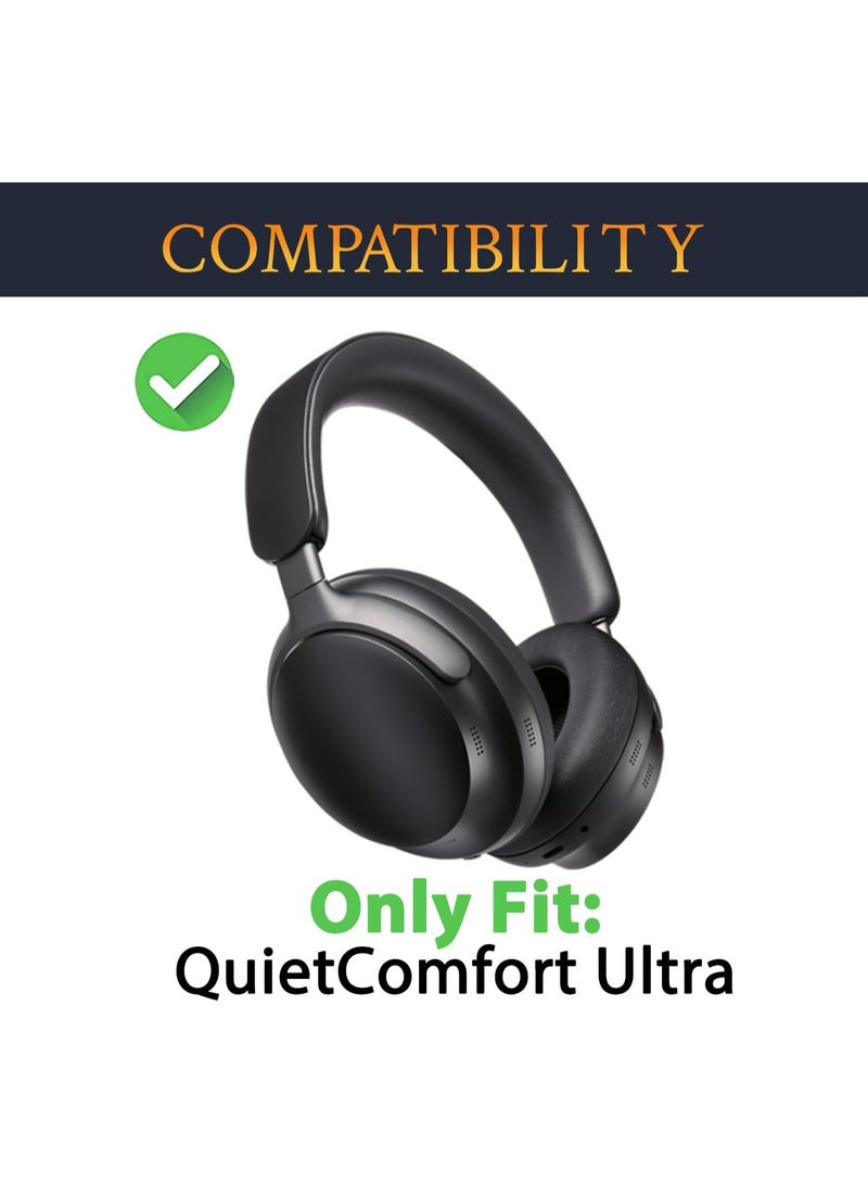 QIRG Replacement Earpads for Bose QuietComfort(QC) Ultra Wireless Headphones, Ear Pads Cushions with Softer Protein Leather, High-Density Noise Cancelling Foam - Black - Image 2