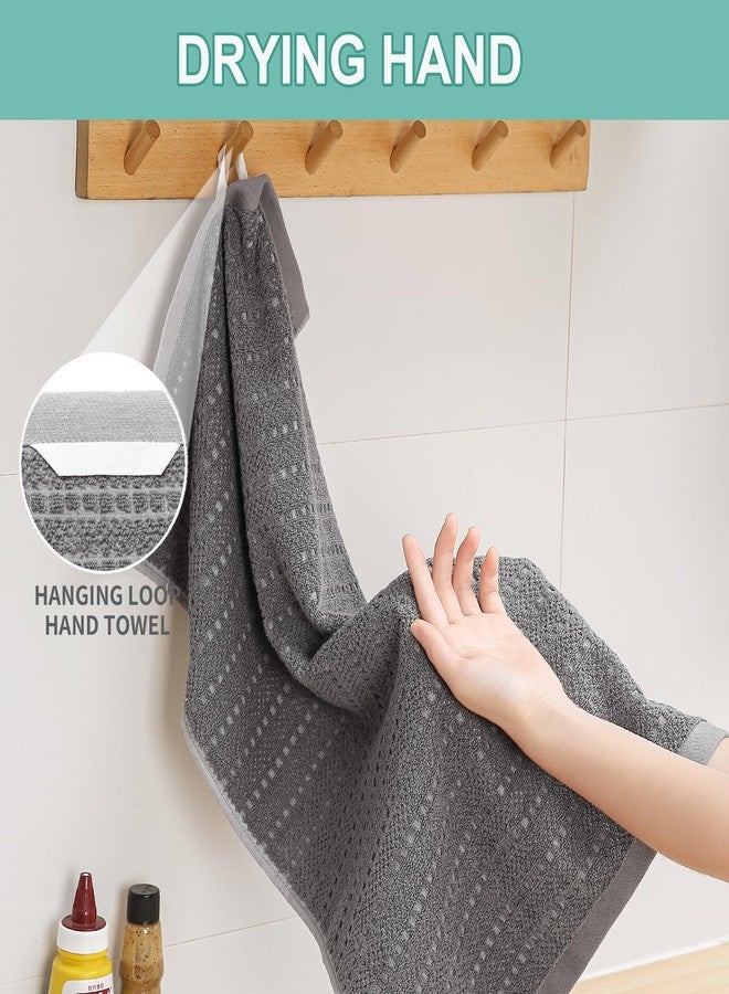 SALAS Kitchen Dish Towels, Bulk Cotton Kitchen Hand Towels, 390 GMS Plaid Dish Cloths Rags for Drying Dishes with Hanging Loop, 16‘’ x 26‘’, 4 Packs, Grey - Image 3