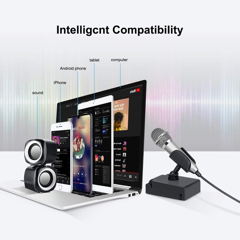 Uniwit Mini Portable Vocal/Instrument Microphone for Voice Video Recording Singing,Vlogging, Podcasting, Tiny Microphone for iPhone Android Phone Computer Latop Notebook Tablet iPad(Silver) - Image 5