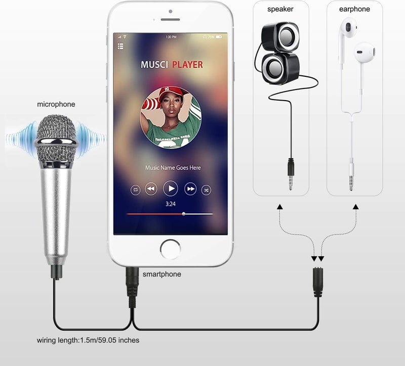 Uniwit Mini Portable Vocal/Instrument Microphone for Voice Video Recording Singing,Vlogging, Podcasting, Tiny Microphone for iPhone Android Phone Computer Latop Notebook Tablet iPad(Silver) - Image 3