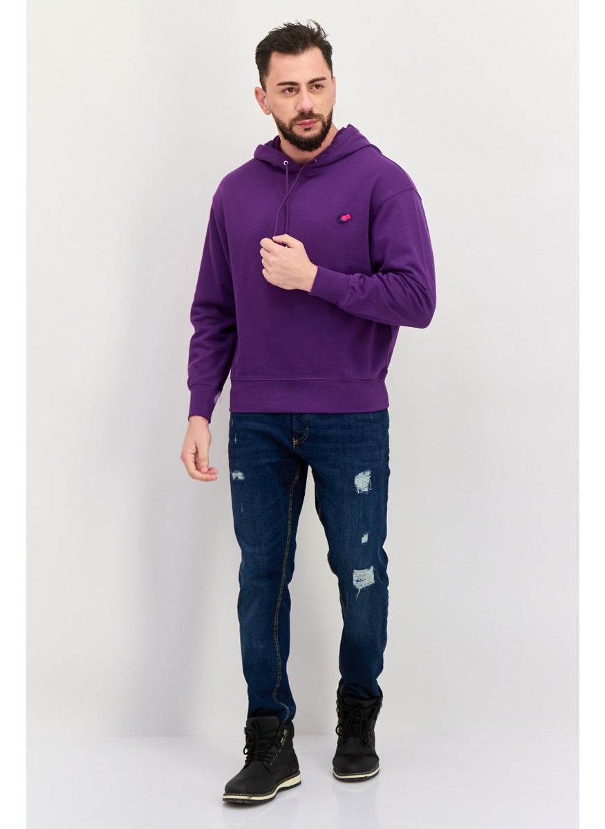 ESPRIT - Men Embroidered Logo Long Sleeves Hoodies, Purple - Image 1