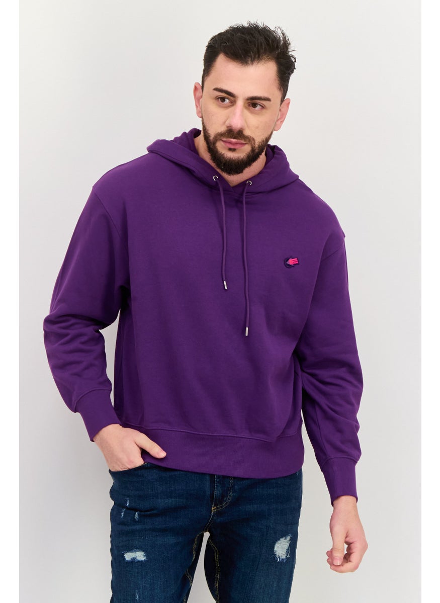 ESPRIT - Men Embroidered Logo Long Sleeves Hoodies, Purple - Image 1