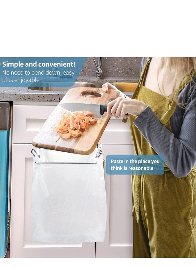 Trash Bag Holder, Large Stainless Steel Trash Bag Holder for Kitchen Cabinets Doors and Cupboards, Under Sink Bag Holder, Garbage Bag Holder, Kitchen Waste Can, Kitchen Trash Cans  - Image 3