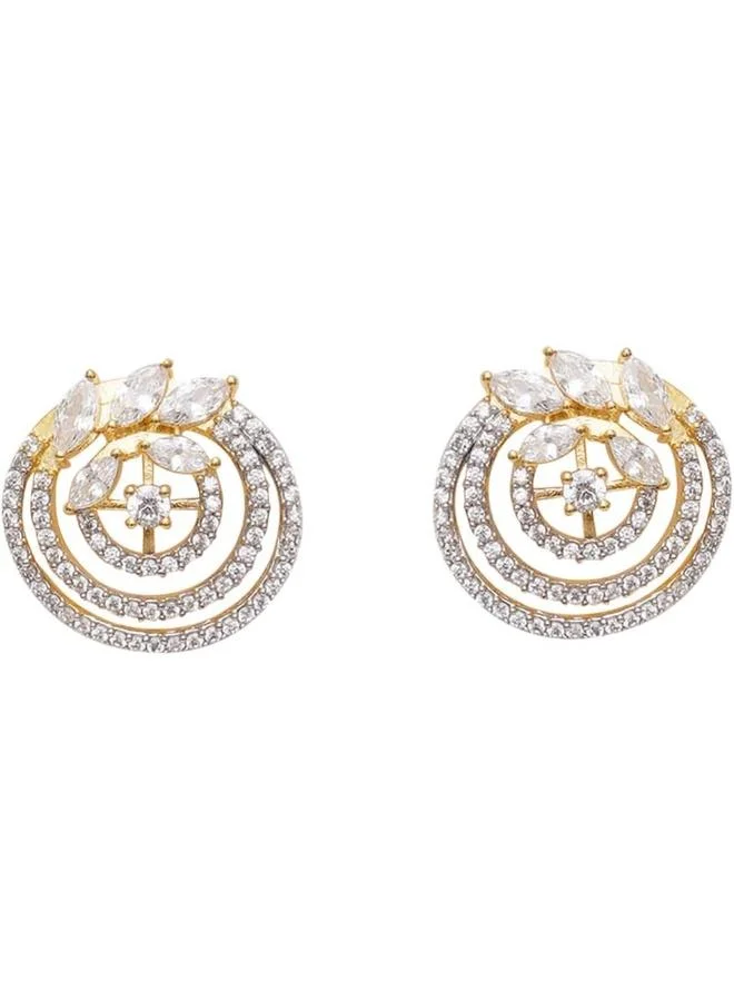 VOYLLA Voylla Spakling Essentials Chic Circular Stud Earrings, Onesize, Brass, No Gemstone