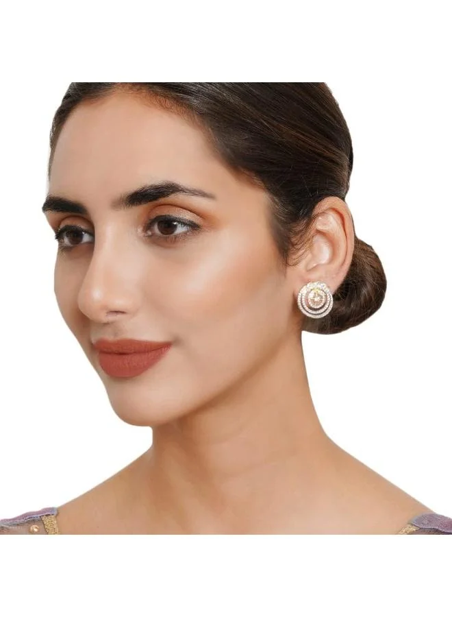 VOYLLA Voylla Spakling Essentials Chic Circular Stud Earrings, Onesize, Brass, No Gemstone