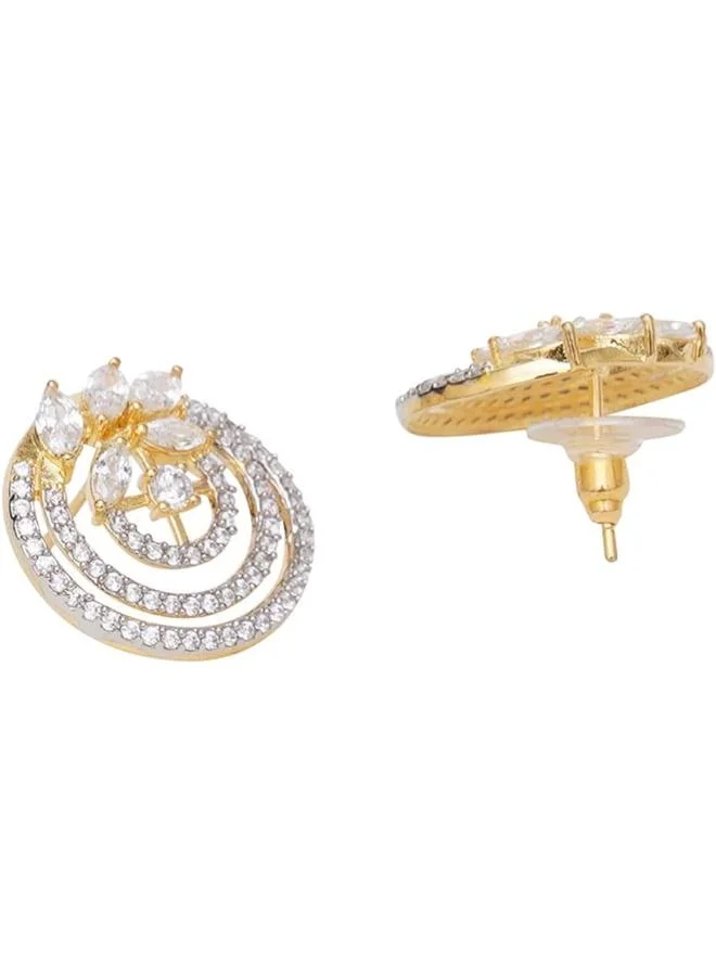 VOYLLA Voylla Spakling Essentials Chic Circular Stud Earrings, Onesize, Brass, No Gemstone