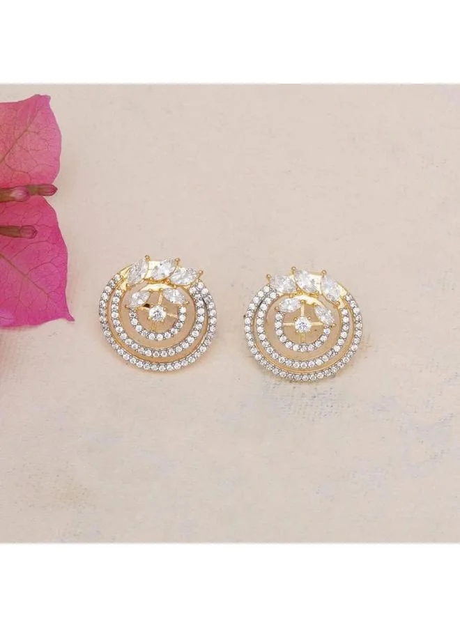 VOYLLA Voylla Spakling Essentials Chic Circular Stud Earrings, Onesize, Brass, No Gemstone