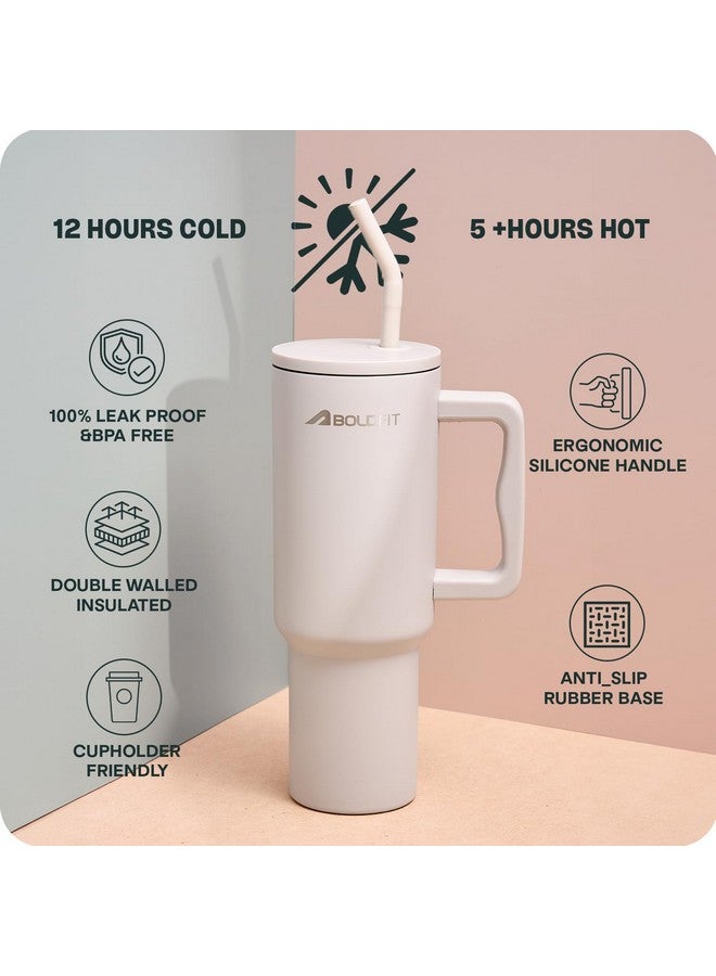 Boldfit Tumbler with Lid and Straw 1.2l Stainless Steel Double Insulated Tumblers for Hot & Cold Drink 100% Leakproof Tumbler Bottle with Handle & Reusable Straw Sipper Tumbler 1200ml - Sand - Image 2