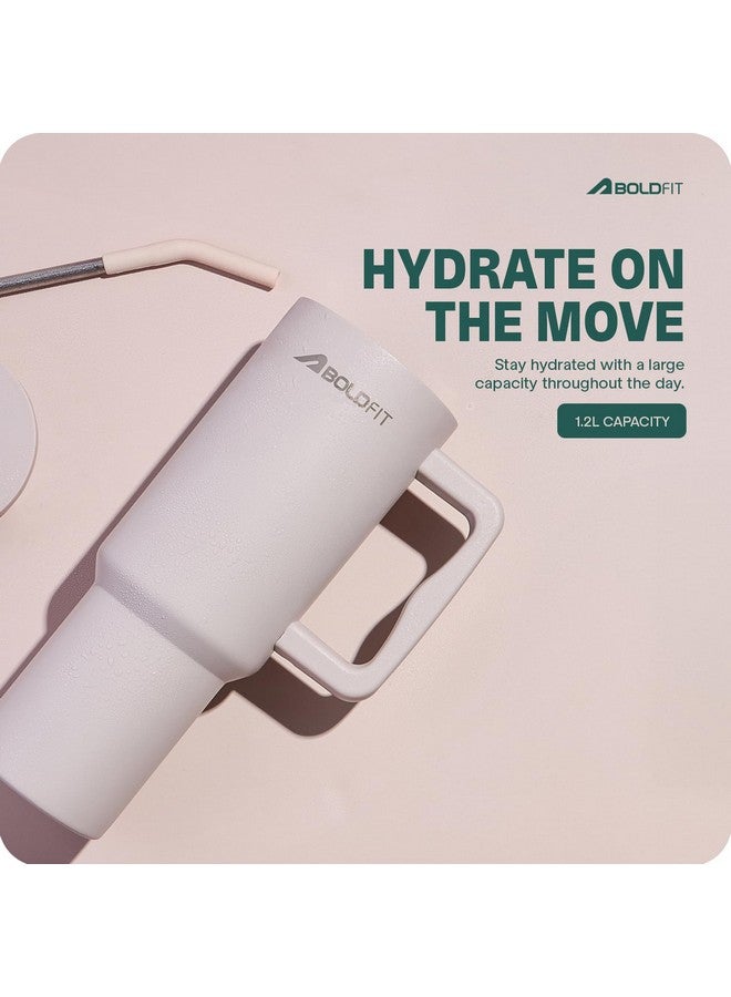 Boldfit Tumbler with Lid and Straw 1.2l Stainless Steel Double Insulated Tumblers for Hot & Cold Drink 100% Leakproof Tumbler Bottle with Handle & Reusable Straw Sipper Tumbler 1200ml - Sand - Image 5