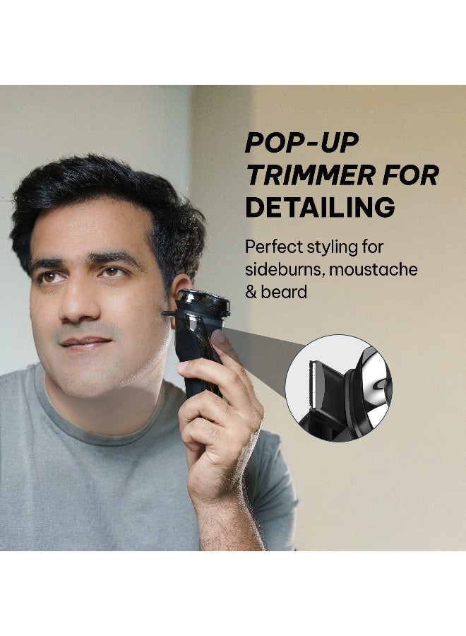 Blaupunkt Rechargeable Shaver With 3 Floating Heads Pop Up Trimmer USB C Fast Charging LCD Display 180 Minute Runtime Wet And Dry Waterproof Grooming Kit For Men Travel Lock Corded Cordless Use SVM422 - Image 3