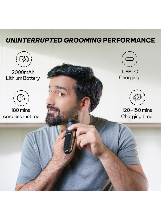 Blaupunkt Rechargeable Shaver With 3 Floating Heads Pop Up Trimmer USB C Fast Charging LCD Display 180 Minute Runtime Wet And Dry Waterproof Grooming Kit For Men Travel Lock Corded Cordless Use SVM422 - Image 4