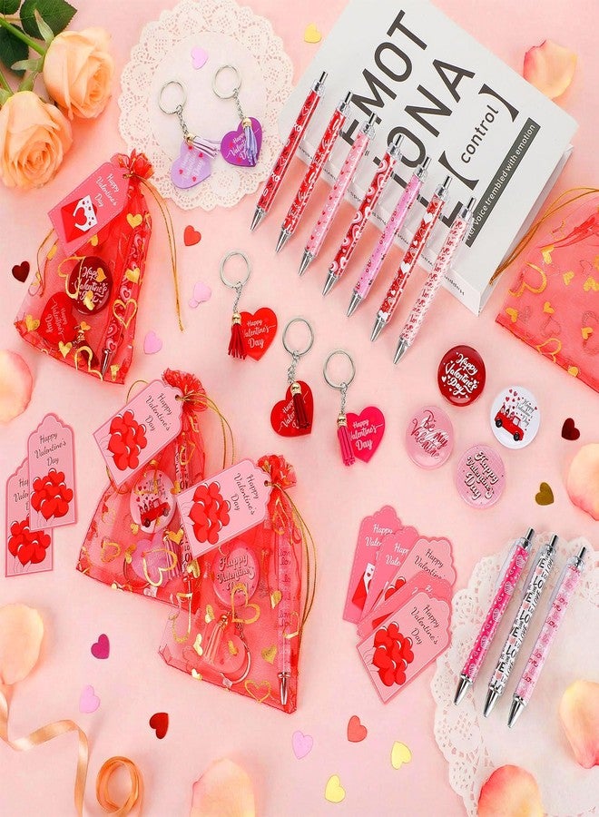 Tosstuki 36 Sets Valentine Appreciation Gifts for Employees Coworkers Valentine Team Staff Gifts Bulk Include Ballpoint Pens Heart Keychain Pin Inspirational Greeting Card and Organza Bags - Image 3