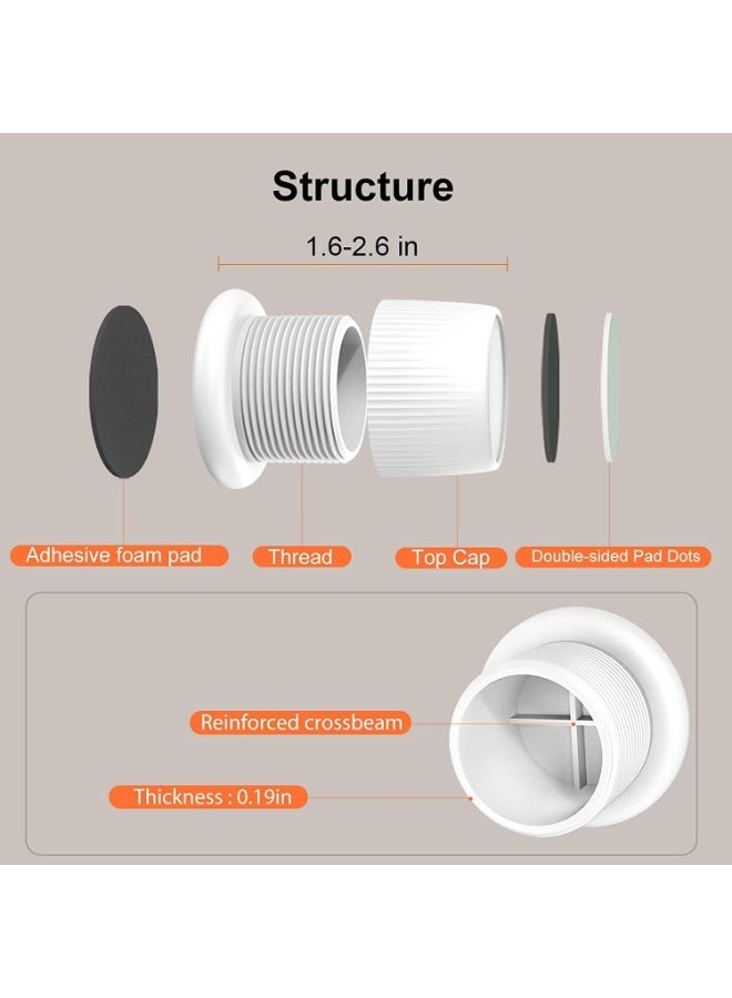 NANAO مساند سرير قابلة للتعديل، أدوات مضادة للاهتزاز للأثاث 1.6-2.6، مساند دائرية بلاستيكية ذاتية اللصق مضادة للانزلاق لأرجل السرير، الأريكة، المكتب والكراسي، 4 قطع (بيضاء) - Image 3