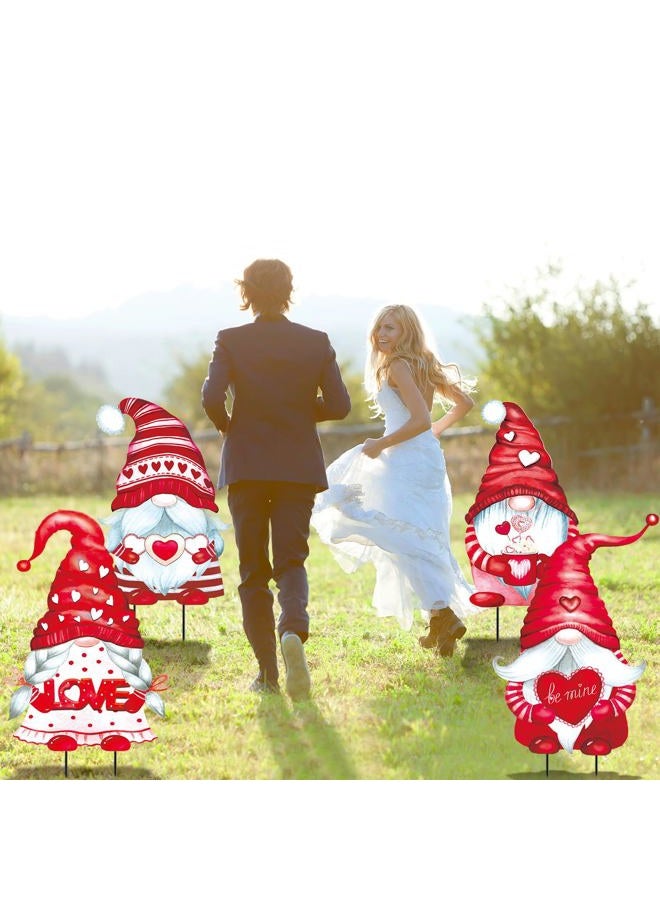 Yaocom 4 Pcs Valentine's Day Gnome Yard Sign with Stakes Love Heart Gnome Outdoor Decorations Metal Valentine Yard Signs Valentine's Love Gnome Yard Stake for Outdoor Lawn Garden Yard Wedding Decor - Image 4
