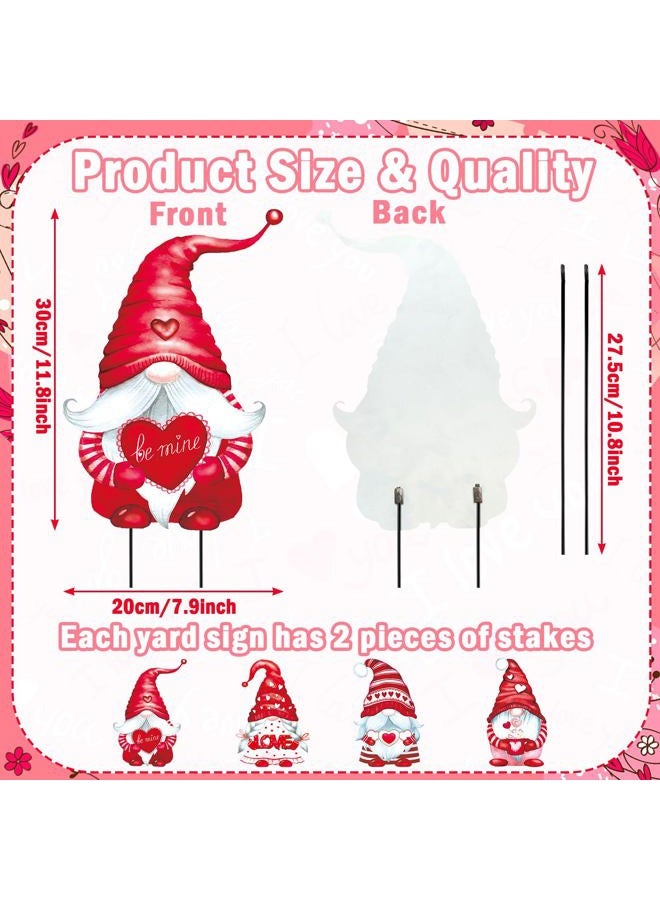 Yaocom 4 Pcs Valentine's Day Gnome Yard Sign with Stakes Love Heart Gnome Outdoor Decorations Metal Valentine Yard Signs Valentine's Love Gnome Yard Stake for Outdoor Lawn Garden Yard Wedding Decor - Image 2