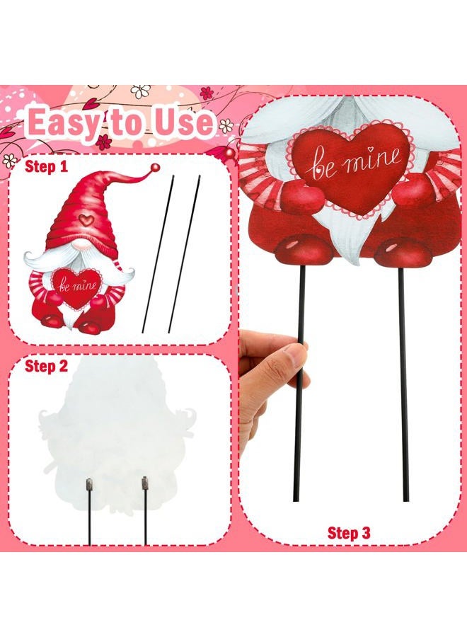 Yaocom 4 Pcs Valentine's Day Gnome Yard Sign with Stakes Love Heart Gnome Outdoor Decorations Metal Valentine Yard Signs Valentine's Love Gnome Yard Stake for Outdoor Lawn Garden Yard Wedding Decor - Image 3