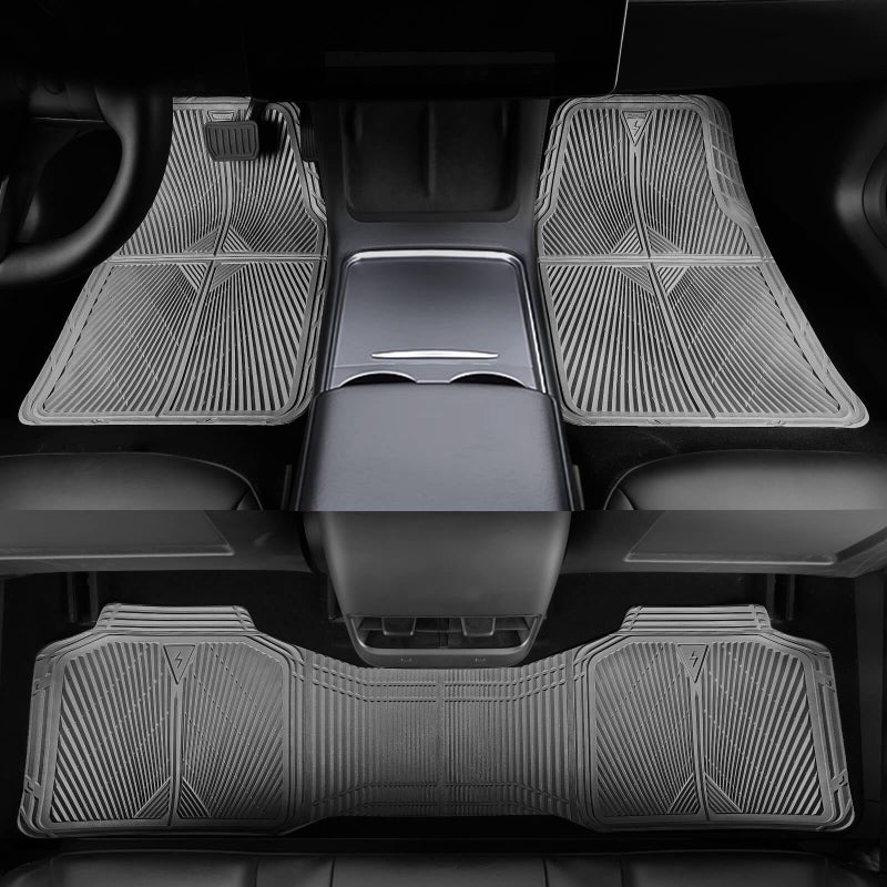 CAR PASS Gray Rubber Car Mats, All Weather Floor Mats Full Set, Waterproof Trim-to Fit Anti-Slip Easy Clean Heavy Duty Automotive Pad for Cars Trucks SUV Sedan Van, 3 Pcs All Grey Rubber - Image 2