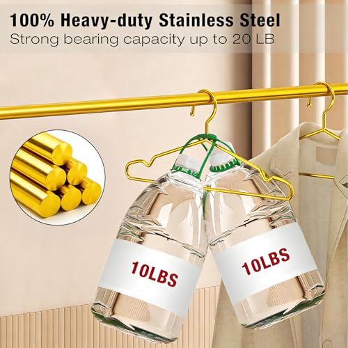 METLUCK 30 Pack Clothes Hangers, METLUCK Stainless Steel Gold Hangers for Clothes Strong Wire Metal Coat Hangers Standard Suit Hangers, Great for Daily Use -17.7 Inch, Gold - Image 3